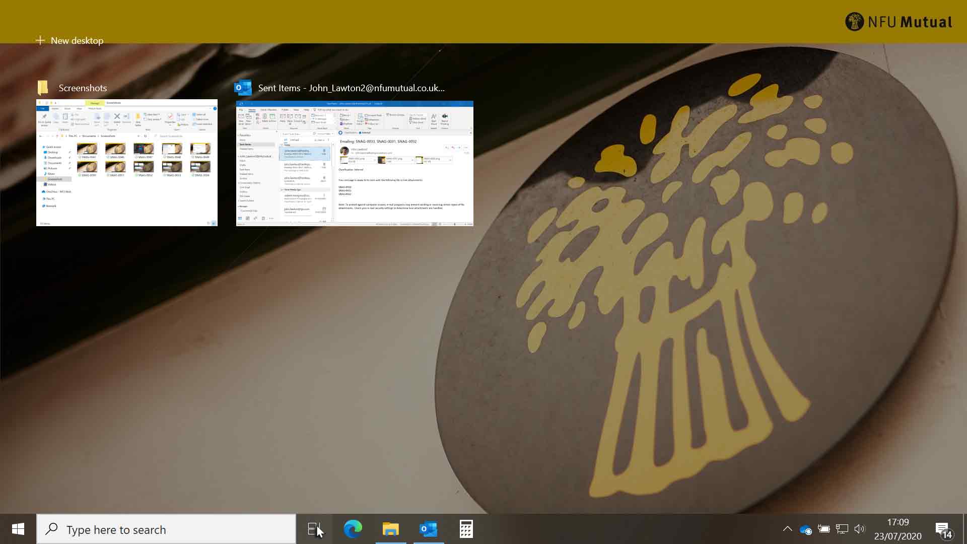 Task View clicked to reveal open applications within Task View