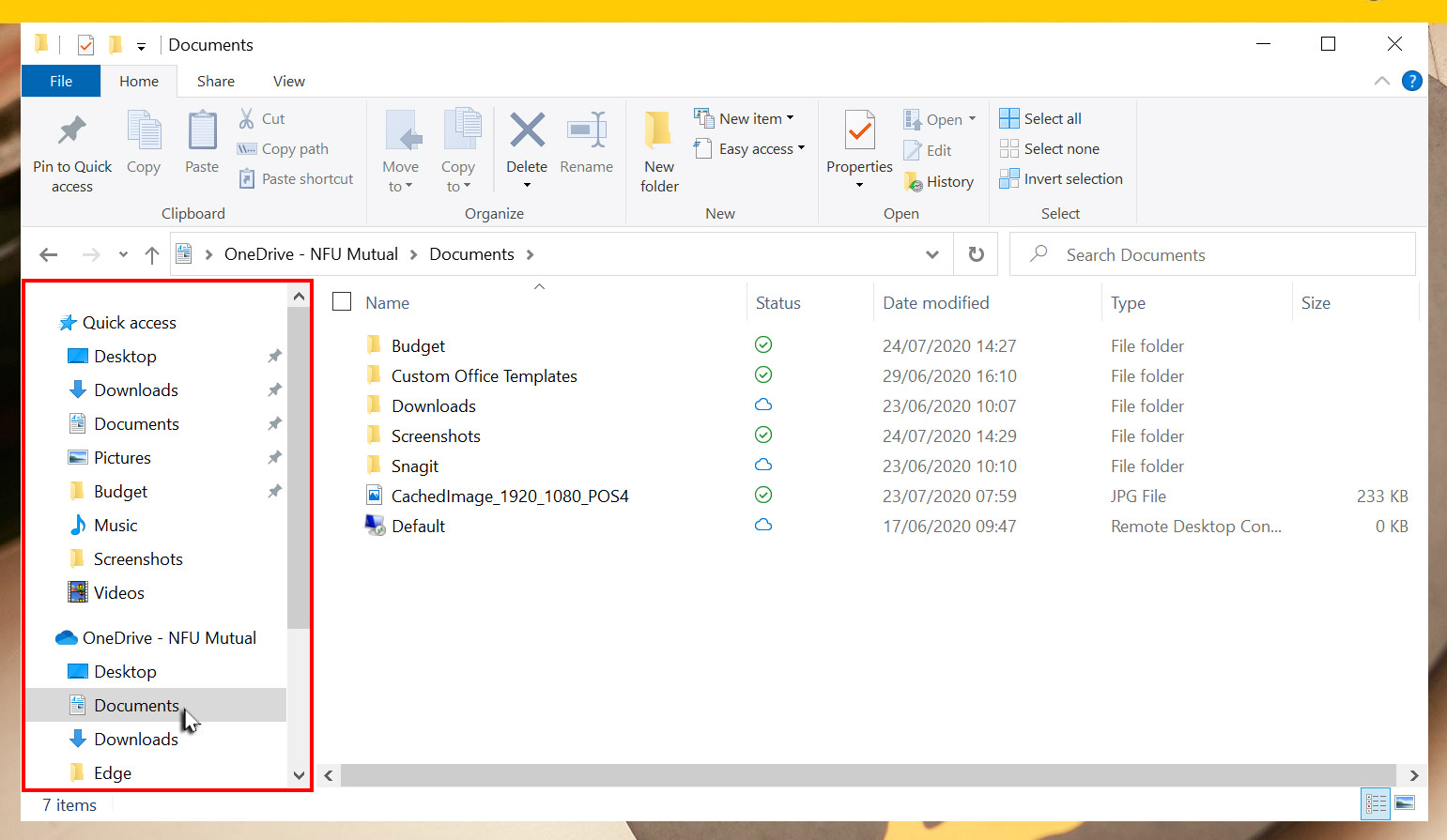 File Explorer highlighting the Navigation pane to the left of the window