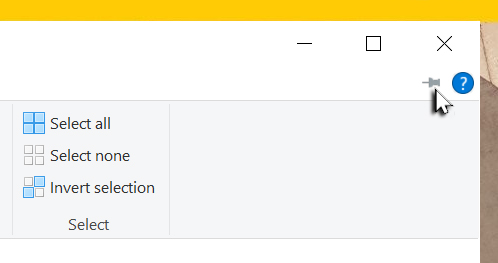 Pin displayed when selecting a tab from the collapsed ribbon