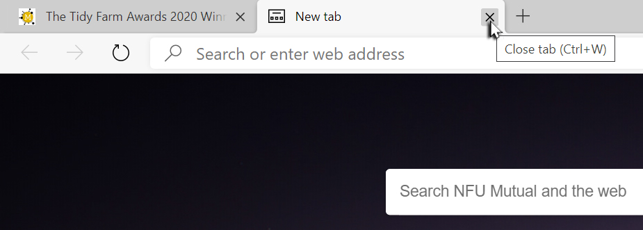 Close a tab by clicking its cross