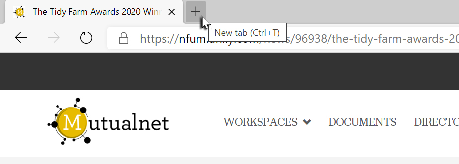 Create a new tab with the New tab button